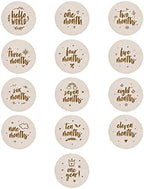 The Cotton & Canvas Co. Wooden Disc Birth Announcement, Milestone Marker Plaque, Nursery Decor, Newborn Month Marker Cards by TheCottonCanvasCo