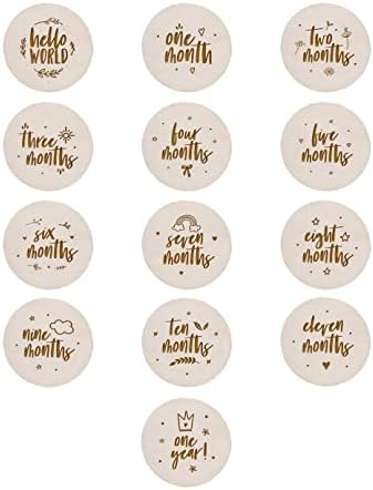 The Cotton & Canvas Co. Wooden Disc Birth Announcement, Milestone Marker Plaque, Nursery Decor, Newborn Month Marker Cards by TheCottonCanvasCo