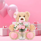 6 Set Teddy Bear Baby Shower Centerpieces with Mason Jar, Pink - Image 6