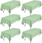 Showgeous 60x102 Inch Sage Green Rectangle Tablecloth 6 Pack Fit 6FT Table by Showgeous