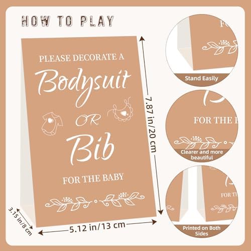 Bibs Bodysuits Baby Shower Game Sign Set Newborn Onesies Feeder Gift Fabric Marker Stencils Kit - Image 3