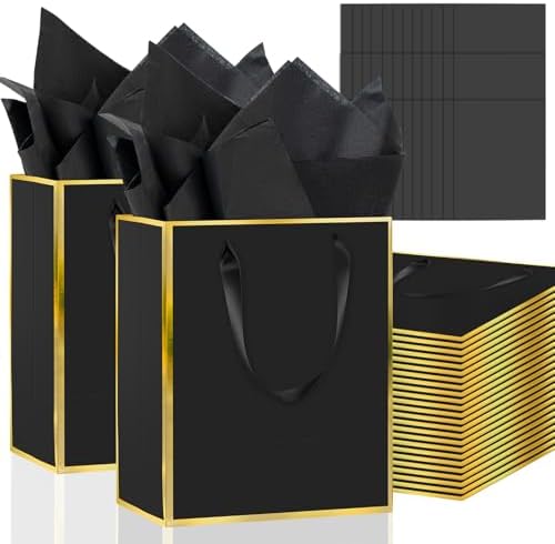 Epoesch 36 Pack Gift Bags with Handles & 36 Tissue Papers – 8x5x10 Inches by Unknown