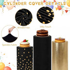 Tigeen 3 Pcs Cylinder Pedestal Stand Covers for Party Cylinder Pedestal Covers Decoration Elastic Pillars Plinth Display Cover for Birthday Wedding Baby Shower Table Decor(Classic,Gold and Black) - Image 4