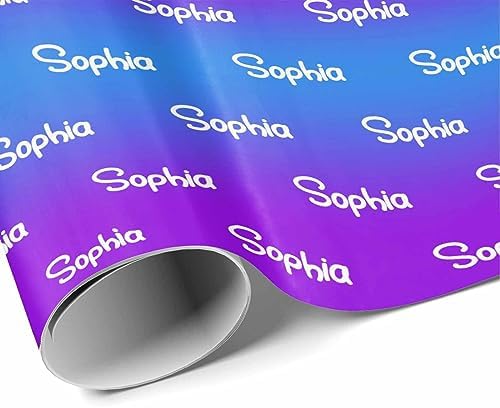 MyPupSocks Custom Birthday Gift Wrapping Paper, Personalized Gradient Purple And Blue Gift Wrap Paper with Logo Funny Wrapping Paper Roll for Men Women Boys Girls Christmas Memorial 58x23 3 Rolls - Image 3
