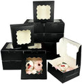 Bakepacker Black Cookie Boxes With Window 6x6x3 inches 100pcs by Bakepacker