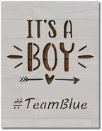 It's a Boy Baby Gender Reveal Stencil Team Blue Template Reusable for Painting on Walls, Wood, Arts and Crafts (726) - 17 x 22 Inches by Handmade