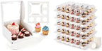 Bundle of 8 Packs Bento Cake Box with Cupcakes and Mini 24 Count Cupcake Containers 20 Pack for Wedding Birthday Party Baby Shower Baking Supplies by LOKQING