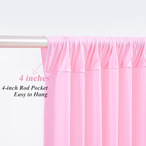 10x10ft Pink Backdrop Curtains with Lights Photo Drapes Wrinkle Free Fabric Backdrop Curtain for Wedding Birthday Party Baby Shower Bridal Shower Home Party Background Decorations - Image 5