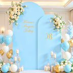 Baby Blue Photo Arch Backdrop Cover Set of 2 for Baby Shower Party 7.2ft and 6ft Arch Covers Stretchy Backdrop Spandex Arch Stand Covers for Boys Birthday Bridal Shower Ceremony Banquet Background - Image 2