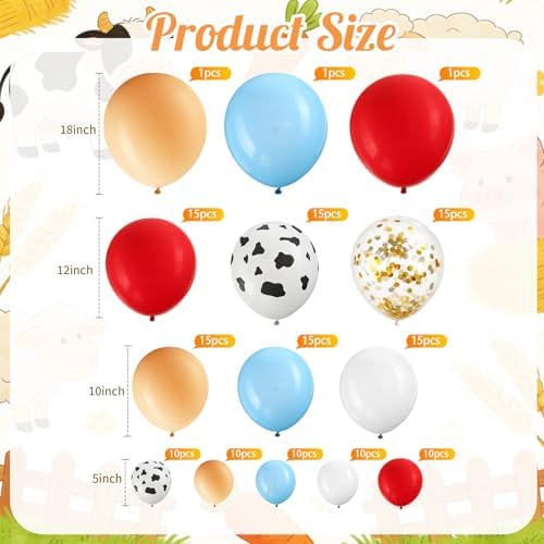 Honoson 148 Pcs Farm Animal Theme Party Decoration Backdrop Cutout Balloon - Image 3