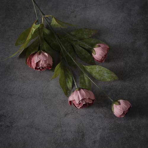 12 Pcs 27" Faux Silk Peony Artificial Flowers Stems for Vase (Warm Pink) - Image 3