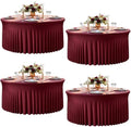 Burgundy Round Spandex Tablecloth, 5FT Stretchy Table Cloth with Skirt, 4PCS Washable Fitted Tablecloth, Circle Wrinkle Free Table Cover for Wedding Party Dining by Torrowsrort