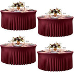 Burgundy Round Spandex Tablecloth, 5FT Stretchy Table Cloth with Skirt, 4PCS Washable Fitted Tablecloth, Circle Wrinkle Free Table Cover for Wedding Party Dining by Torrowsrort