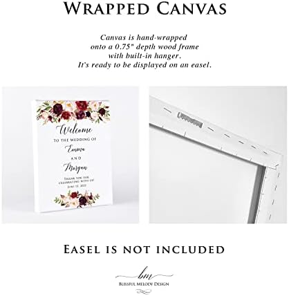 Personalized White Gold Floral Wedding Welcome Sign, Customized Ivory Flowers with Black Chalkboard Background Rehearsal Dinner Couples Shower Anniversary Party Welcome Poster Board Canvas - Image 5