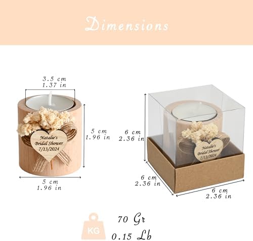 50 Pcs Handmade Personalized Cylinder Candle Holders – Elegant Wedding Favors, Bridal Shower Gifts, Funeral Memorials, & Tealight Candles for Guests - Image 3