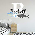 Nursery Baby Shark Name and Initial Custom Wall Decal Sticker, Boy Wall Decal, Boys Name, Decor, Personalized, Boys Name Decor, Girls Nursery, Plus Free White Hello Door Decal (L) by DecorDesignsDecals