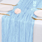 28 Pack Baby Blue Cheesecloth Table Runner 17x108 Inch Semi Sheer Boho Gauze Cheese Cloth Fabric Table Runners, for Wedding Party Baby Shower Birthday Home Decor Garden Farmhouse - Image 7
