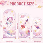 3Pcs Outer Space Arched Backdrop Covers Pink Astronaut Party Decorations - Image 2