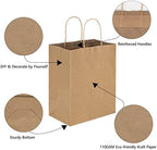 Toovip 100 Pack 8x4.75x10 Inch Medium Plain Brown Kraft Paper Bags with Handles Bulk, Gift Wrap Bags for Favors Grocery Retail Party Birthday Shopping Business Goody Craft Merchandise Take Out Sacks - Image 3