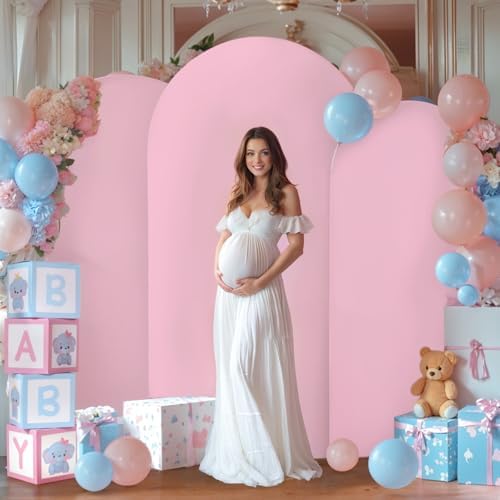 Arch Backdrop Cover Set of 3 Wedding Arch Covers Stretchy Backdrop Baby Blue Pink Arch Cover 6FT 6.6FT 7.2FT Arch Backdrop Stand Cover Spandex Birthday Party Ceremony Baby Shower Banquet Decoration - Image 6
