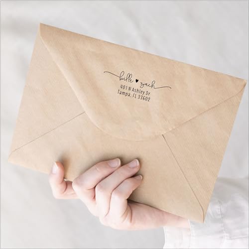 Self Ink Custom Return Address Stamp with Heart, Black Ink, Personalized Rubber Stamper for Wedding Invitations, Housewarming Gift, Engagement Gift Idea - Image 3