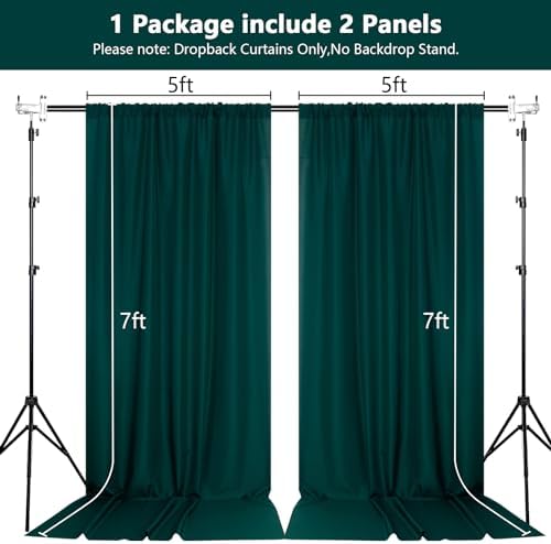 MEETSKY Green Backdrop Curtains,Party Backdrop Drapes,5ft x 7ft,2 Panels - Image 2