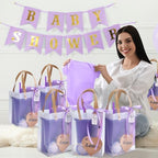 56Pcs Baby Shower Prizes for Game Winners Baby Shower Favors Gifts including Plastic Tumbler Notebook Scented Candles Ballpoint Pen Mirrors with Hair Brushes Bracelet Gift Bag (Purple) - Image 6