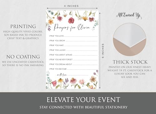 Prayers for Baby Fill-in Cards – Personalized Wishes, Christian for Baptism, Christening, Baby Shower, First Communion, First Birthday – Baby in Bloom, A Little Wildflower is on the Way - Image 2