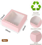 36 pcs 10x10x2.5 Inches Pink Bakery Boxes with Window, Cake Pastry Cookie Boxes, Mini Pie for Pastry box,Dessert,Strawberries,Chocolates (Pink, 10x10x2.5inch/36pcs) - Image 2