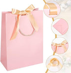 EUSOAR Pink Gift Bags with Ribbon Bow, 50pcs 7.8"x3.9"x11" Thank You Gift Bags with Handles, Gift Retail Wrapping Treat Bags Bulk for Wedding Baby Shower Birthday Bridesmaid Business Holiday Party - Image 3