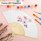 Aodaer 60 Pieces Paper Folding Fans Bamboo Handheld Fans Paper Folded Fans for Wedding Gift, Party Favors, DIY, Home Decoration, White - Image 4