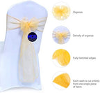 MDS Pack of 100 Organza Chair Sashes for Wedding & Event Décor – Gold - Image 3