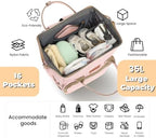 ROSEGIN Pink Diaper Bag Backpack for Baby Girls - Baby Shower Gifts for Mom, Quilted Diaper Bag with Changing Pad, Pacifier Case, Insulated Pockets, Stroller Straps, 35L Large Capacity - Cute - Image 2