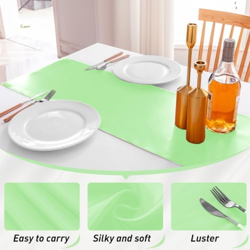 20 Pack Satin Table Runner 12 X 108 Inch Silk Table Runner for Party,Wedding, Birthday, Banquets,Decoration(Mint Green) - Image 4