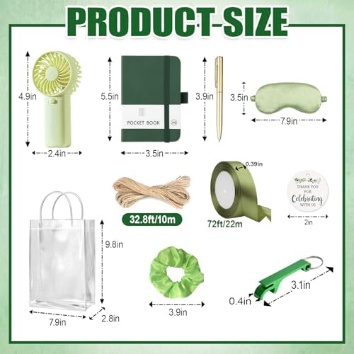 6 Set Summer Baby Shower Prizes for Game Winners, Green Handheld Fan Favor - Image 3