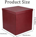UoeRing 3 Pcs Large Gift Box Red 12x12x11 Inch with Lid - Image 3