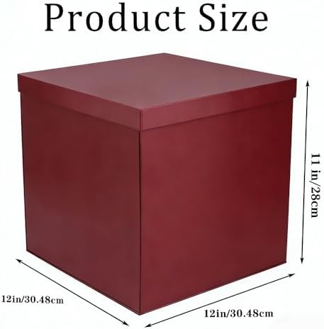 UoeRing 3 Pcs Large Gift Box Red 12x12x11 Inch with Lid - Image 3