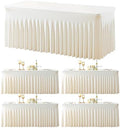 gogoparti 4 Pack Spandex Ivory Fitted Table Cloth for 8ft Rectangle Tables Ivory Stretch Tablecloth Banquet Table Covers Skirt Wrinkle Free Tablecloths for Parties Wedding by Gogoparti