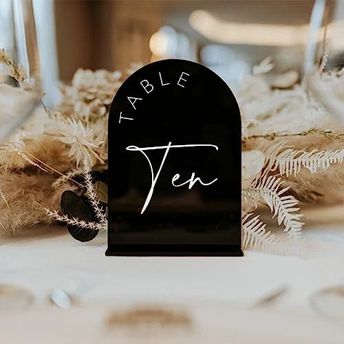 Black Arch Wedding Table Numbers with Stands 1-30, 5x7 Inch Black Acrylic Arch Sign with Holder, Arched Acrylic Table Numbers for Wedding Reception (1-30, 5"x7") - Image 5