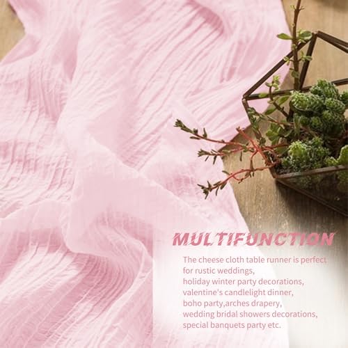 20 Pack Cheesecloth Table Runner - 17x108 Inch Light Pink Boho Gauze Cheese Cloth Table Runners for Baby Bridal Shower Decoration Wedding Party Summer Garden Farmhouse - Image 6