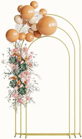 Wedding Arch, Metal Arch Backdrop Stand, Gold, 7.2FT, 6.6FT, 6FT by AEPOALUA
