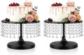 Metal Cake Stand Set with Crystal Pendants - Elegant Dessert Table Display for Weddings, Birthday Parties, Baby Showers, Events - Sturdy Crystal Bling Cupcake Stands for Pastries, Sweets, Decorations (Black, 2 PCS-L) by kehail