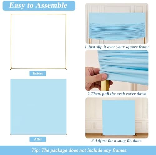Square Backdrop Arch Cover Baby Blue 6.6FT x 6.6FT Square Arch Backdrop Covers Stretchy Spandex Fitted Square Backdrop Cover for Birthday Party Wedding Ceremony Banquet Decoration - Image 6