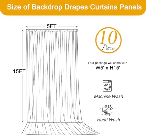 50FT x 15FT Wrinkle-Free Navy Blue Backdrop Curtains for Wedding, 10 Panels Navy Blue Fabric Photo Background Drapes for Wedding Reception, Birthday, Bridal & Baby Shower Decorations Photography - Image 5