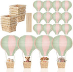 Meooeck 8 Sets Sage Green Pink Hot Air Balloon Table Centerpieces Decor by Meooeck