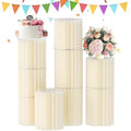 Urban Deco Cylinder Stands for Party, 8PCS Cake Pedestal Stands for Parties, Foldable Cardboard Pillars with Acrylic Disc, Cilindros para Fiestas Redondos Blancos for Birthday Wedding Decor, White by UrbanDeco