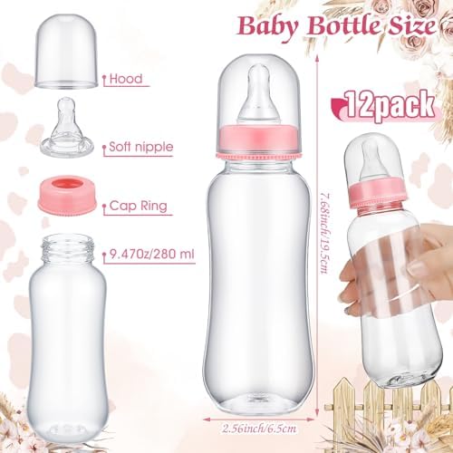 Trelaco 12 Pcs Highland Cow Baby Shower Games Bottle Chug Wooden Sign Set - Image 4
