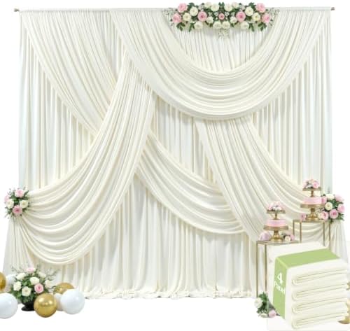 20ft x 15ft Ivory Wrinkle Free Backdrop Curtains for Wedding Party Backdrops Curtain Drapes Fabric Decorations Photo Back Drop Cloth for Baby Shower Photography Stage Reception by Tao-GePartyDecorations