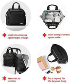 Skip Hop Diaper Bag Backpack: Mainframe Large Capacity Wide Open Structure with Changing Pad & Stroller Attachement, Black with Gold Trim - Image 3