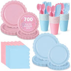 Nihaoya 700PC Gender Reveal Disposable Paper Plates Party Supplies for 100 by Nihaoya